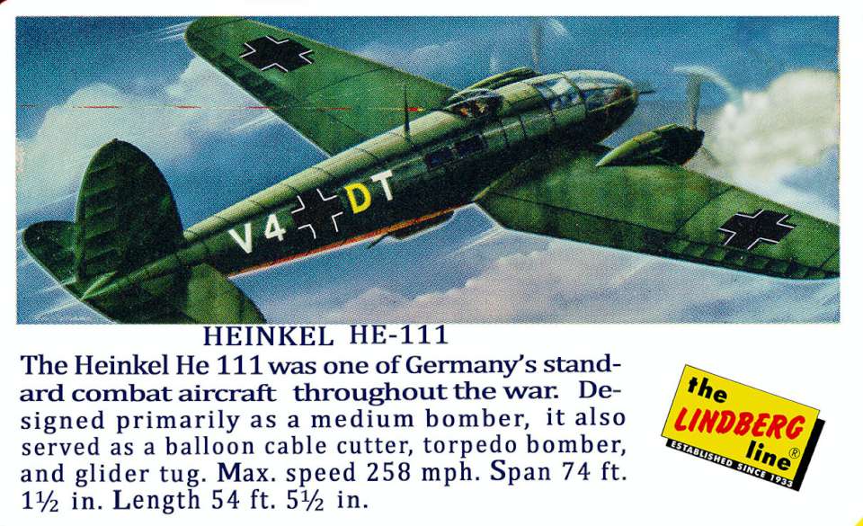 Lindberg Heinkel He-111 card