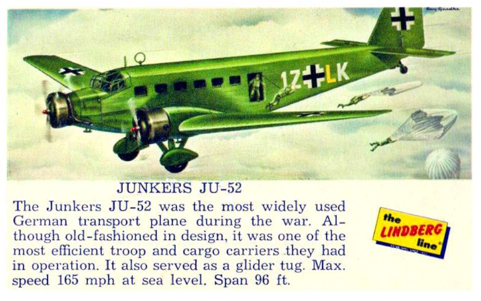 Lindberg Junkers Ju-52 card
