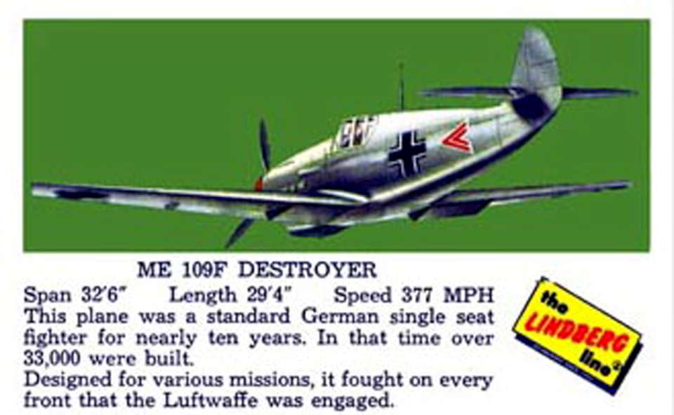Lindberg Messerschmitt Me-109 Card