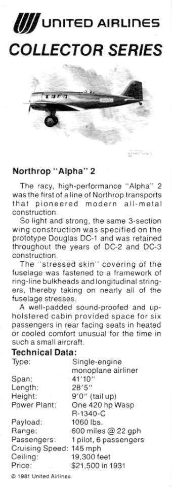 Northrop Alpha 2 specs-960