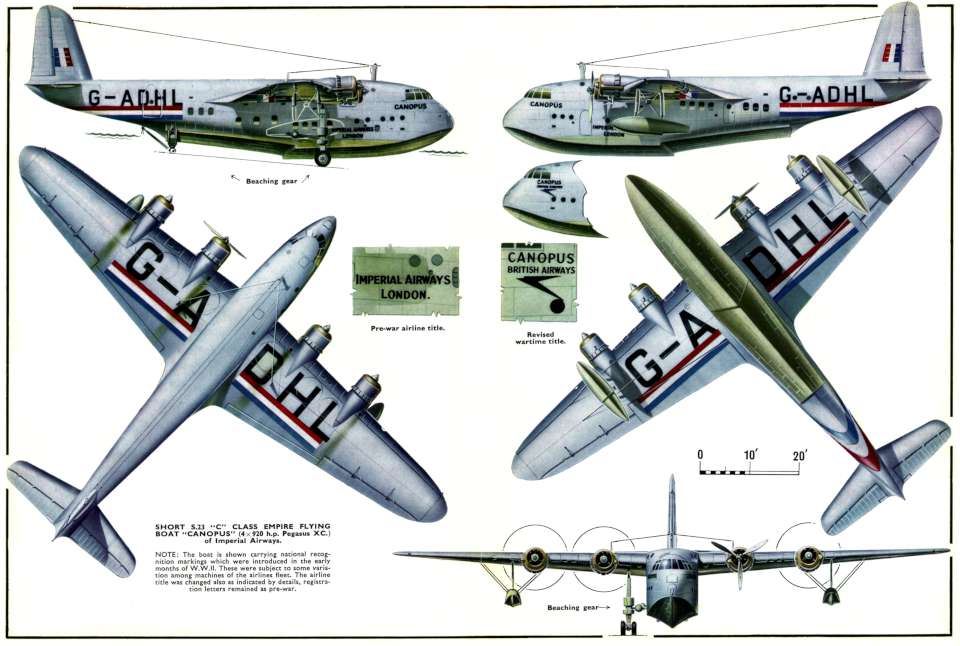 Short Empire Flying Boats 5view-960